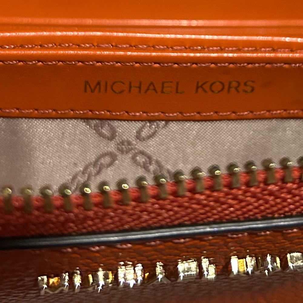 Jet Set Small Zip Around Leather Card Case / Wallet Orange - Picture 6 of 9